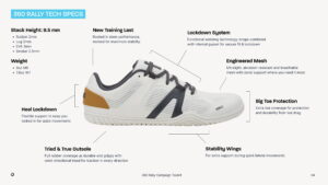 Xero 360 Rally technical specifications diagram showing stack height and construction layers