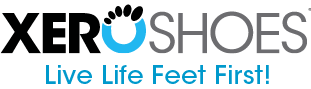 A barefoot shoes logo of a company named "ushoes" with the slogan "live life feet first!